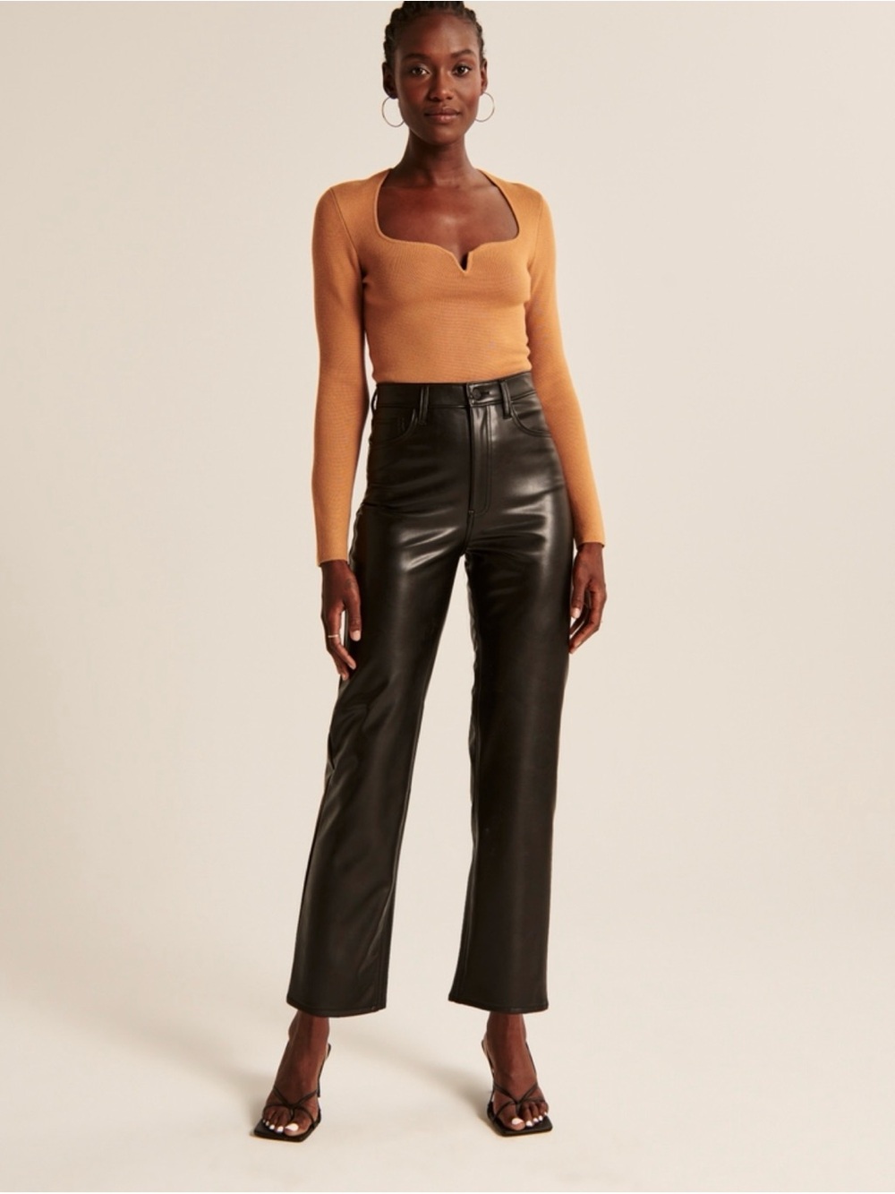 Abercrombie Vegan Leather Ankle Straight Pants